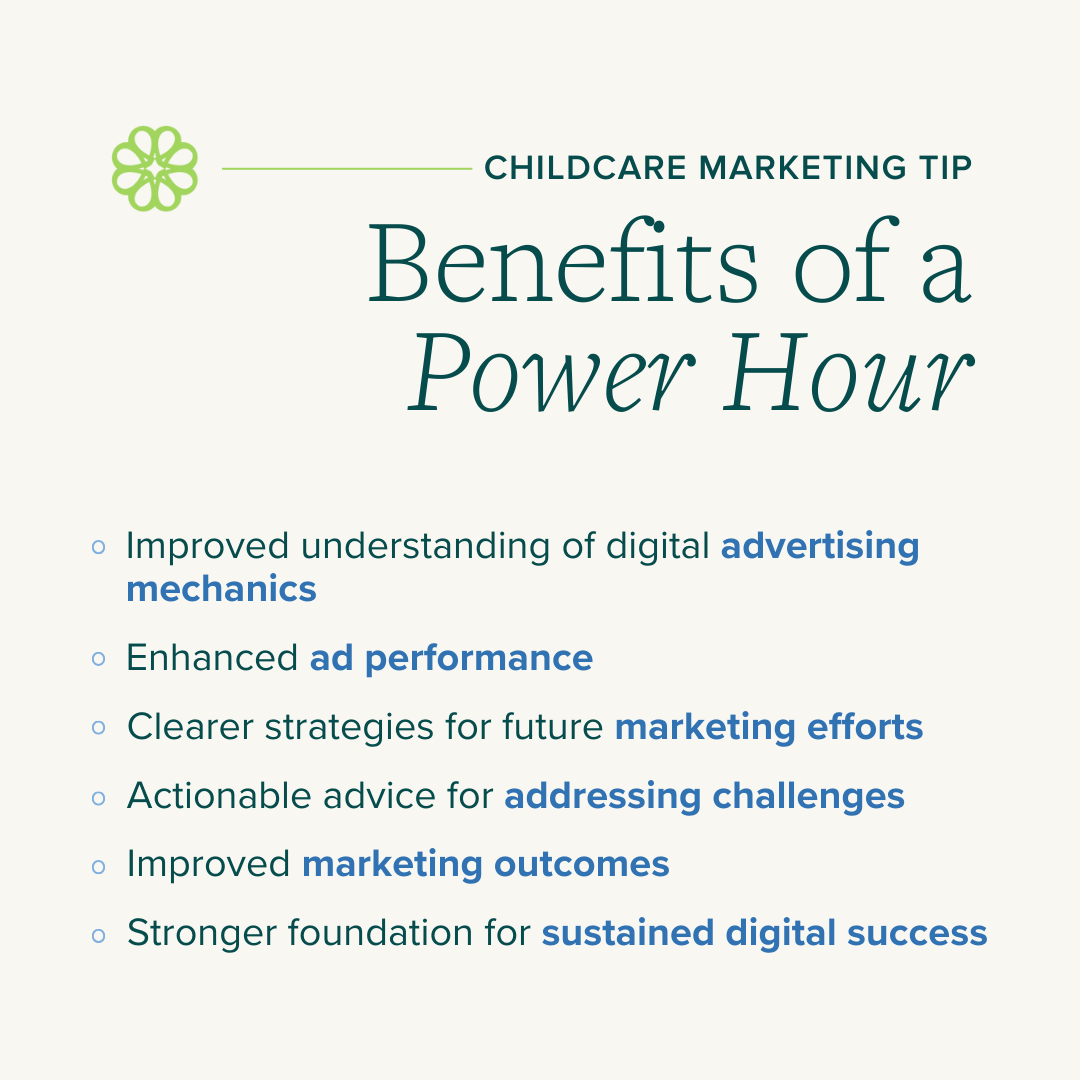 Benefits of a Power Hour Session with Rose Marketing Solutions: - Improved understanding of digital advertising mechanics - Enhanced ad performance - Clearer strategies for future marketing efforts - Actionable advice for addressing challenges - Improved marketing outcomes - Stronger foundation for sustained digital success